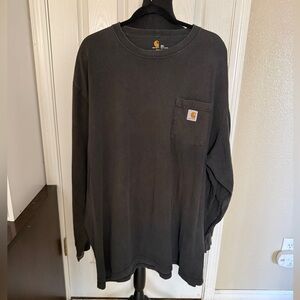 Carhartt Long Sleeve Pocket T Shirt Mens 3XL Black Logo Sleeve Workwear